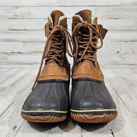 Sorel Winter Weather Duck Rain Outdoor Fancy Lace II Boots womens size 10 - Picture 7 of 9